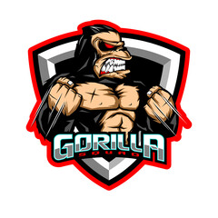 Gorilla Esport Mascot Logo Design