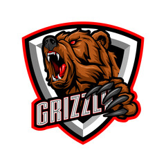 Grizzly Esport Mascot Logo Design