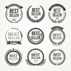 Collection of best seller high and premium quality icon design with laurel wreath logo isolated on white background