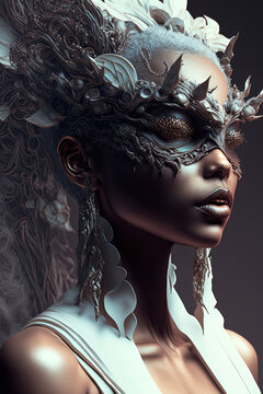 Demon Lilith, side view, bust shot, Generative AI