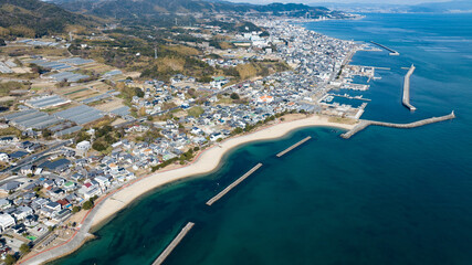 2023年1月　淡路島　淡路市東浦の街並みを空撮