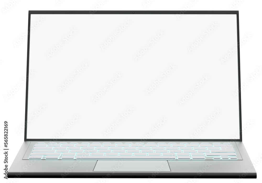 Poster realistic laptop. laptop model with empty screen. notebook isolated on white. notebook for software 