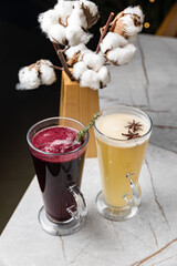 the bartender prepares a delicious alcoholic cocktail	