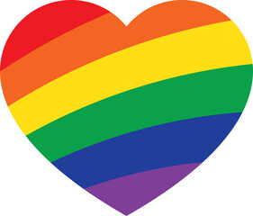 Rainbow colored heart shape flat icon. LGBTQI concept.