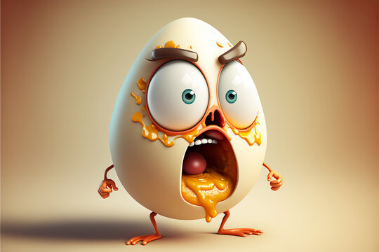 Cute Angry Egg Cartoon Character