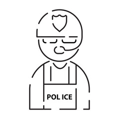 Police line icon. Law and Judgement line icons. Justice, Court of law and Government vector linear icon. Police officer