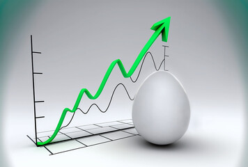 Egg prices 3D illustration. Inflation graphic