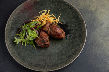 delicious meat on a plate from a restaurant
