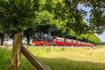 Baederbahn Molli steam train locomotive railway in Bad Doberan, Germany