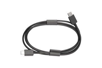 USB type C cable isolated on white background.