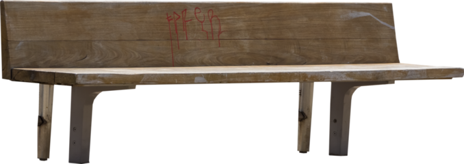 Isolated PNG cutout of a wooden street bench on a transparent background, ideal for photobashing, matte-painting, concept art