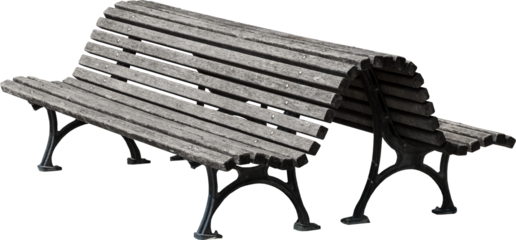 Isolated PNG cutout of a wooden street bench on a transparent background, ideal for photobashing, matte-painting, concept art