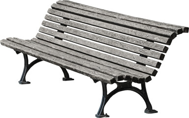 Isolated PNG cutout of a wooden street bench on a transparent background, ideal for photobashing, matte-painting, concept art
