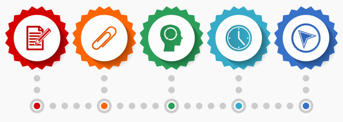 Education vector icons, technology flat design web badges collection, business infographic template