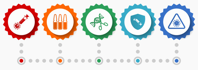 Covid-19 vector icons, coronavirus, virus flat design web badges collection, business infographic template