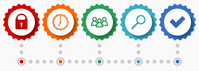 Internet vector icons, flat design web badges collection, business infographic template