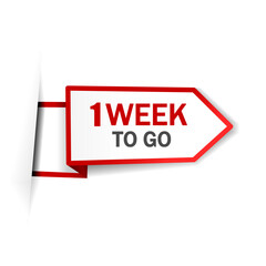 1 week to go banner ribbon design. Flat style vector illustration.