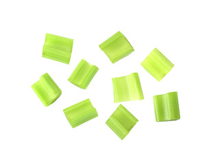 Cut celery sticks on transparent png