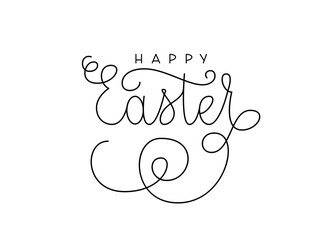 Happy Easter Vector Hand Lettering. Minimalistic Greeting Card for Easter. Handwritten Text.