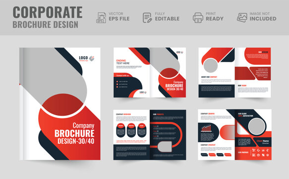 Brochure creative design. Multipurpose template with cover, back and inside pages. Trendy minimalist flat geometric design. Vertical a4 format.