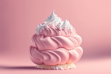 Fluffy pink meringue in a minimalistic style | soft pop | generative AI