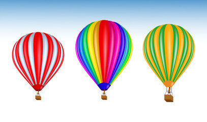 Obraz premium colorful hot air balloon with basket isolated