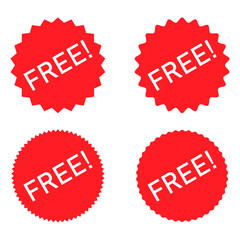 Set of Free web button sign, promotion design label icon, gratis business vector illustration