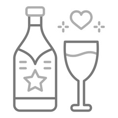 Champagne Greyscale Line Icon