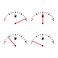 Set of Fuel car indicator icon, gauge petrol automobile meter symbol, control sign vector illustration