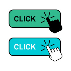 Set of Click here web button, internet flat pointer design, press link vector illustration