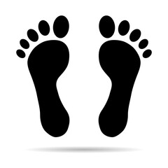 Foot print human sign shadow, track walking design icon, outline vector illustration