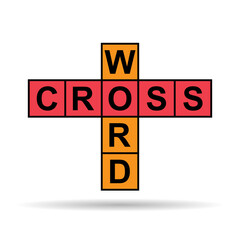 Crossword concept shadow icon, cross word graphic symbol, web flat vector illustration