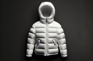 White puffer jacket mockup on a minimalistic background. Generative AI.