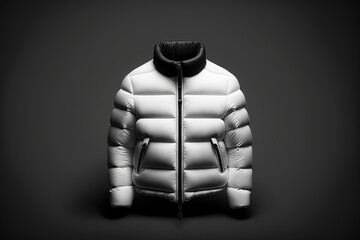 White puffer jacket mockup on a minimalistic background. Generative AI. - obrazy, fototapety, plakaty