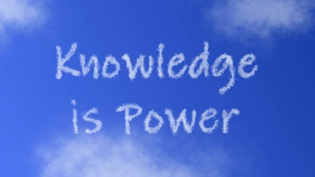 Knowledge is Power Text or Word with Cloud Effect Symbol Animation on Blue Sky