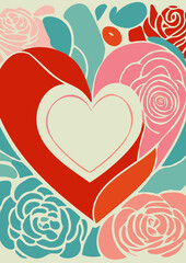 A set of backgrounds Valentine's Day for text, psychedelic hippie art, a frame of stylized heart symbol.	