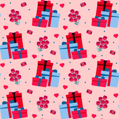 Valentine gifts seamless pattern