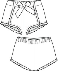 KIDS BOTTOM WEAR SHORTS FRONT AND BACK FASHION FLAT DESIGN VECTOR