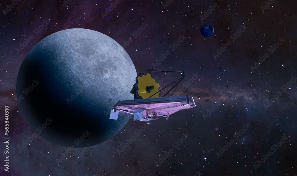 Poster james webb space telescope in space 