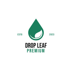 Flat drop leaf sprout logo design vector illustration