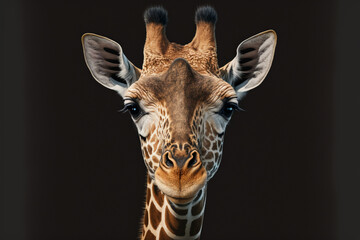 Giraffe, head giraffe, face giraffe. Illustration. Isolated background. Generative AI
