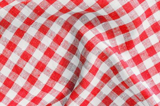 XXXL Size crumpled fabric Print Scottish Square Cloth. Gingham Pattern Tartan Checked Plaids. Pastel Backgrounds For Tablecloths, Dresses, Skirts, Napkins, Textile Design. Breakfast Natural Linen