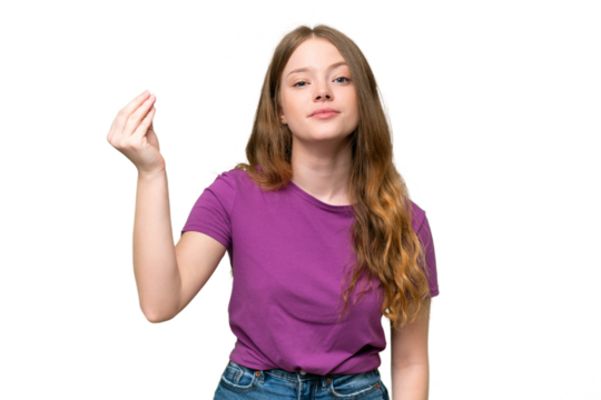 Young pretty woman over isolated background making Italian gesture