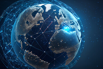 Digitale Welt. Digitales Netzwerk um die Erde - Generative Ai