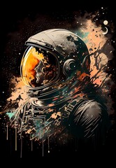 astronaut in space with colors