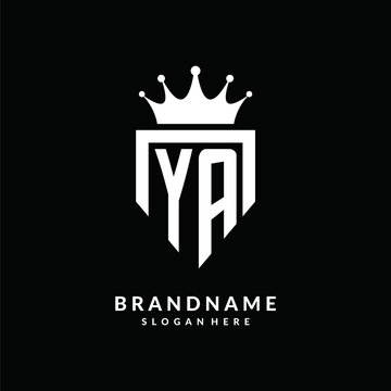 Letter YA logo monogram emblem style with crown shape design template