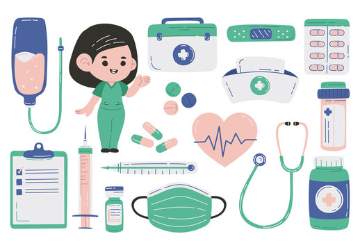 Medical Worker Medicine Hospital Vector Illustrations