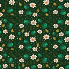 Seamless green leaves pattern