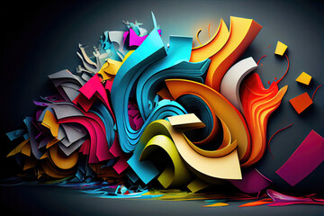 Obraz premium Abstract colorful graffiti texture spray painted on wall (Generative AI)