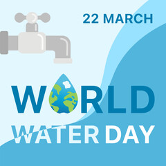 World water day illustration poster. Save water web template, flyer, banner, greeting card.